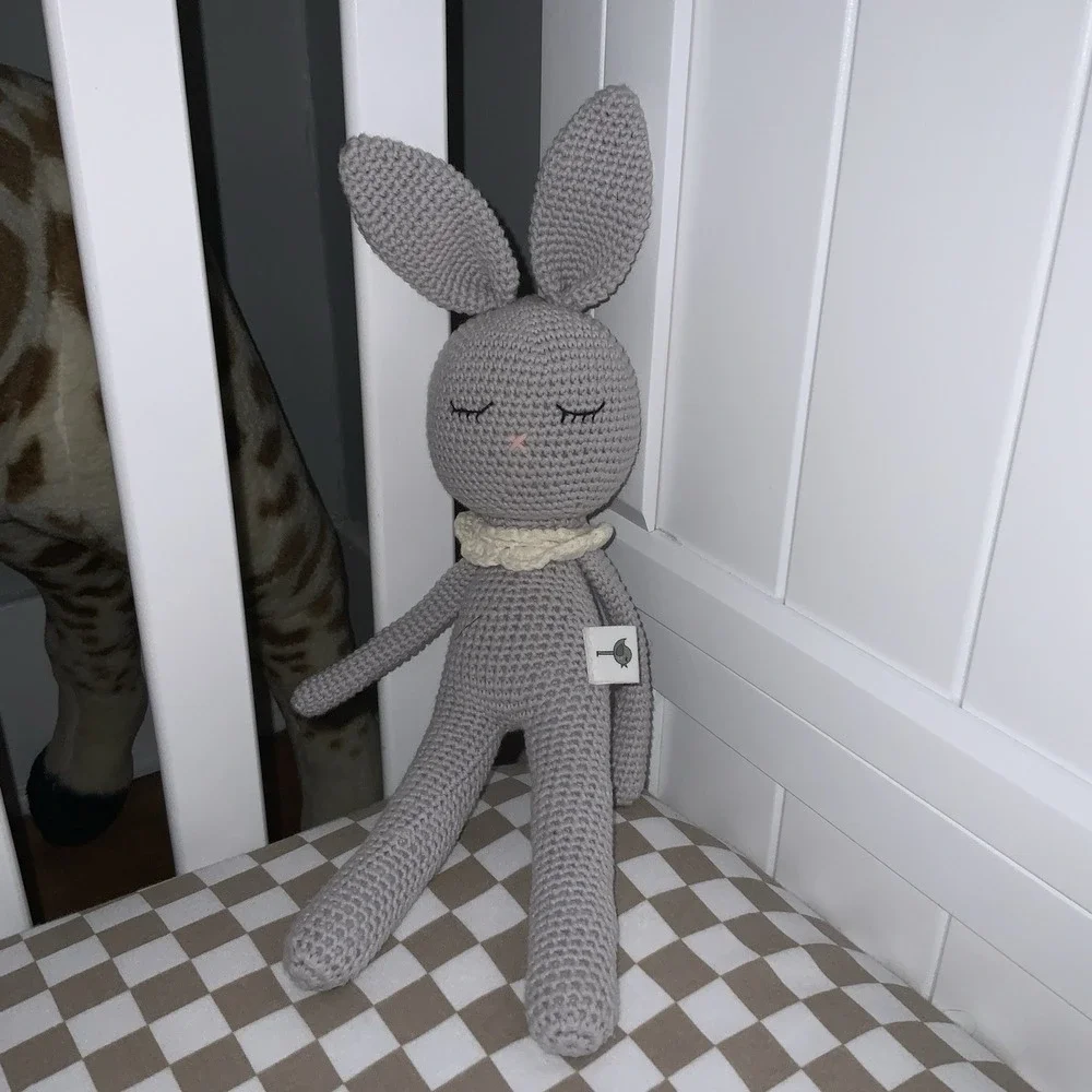 Crochet Bunny Rabbit Plush Rattle Baby Stuffed Animal‎ Toy Nursery Mali Wear